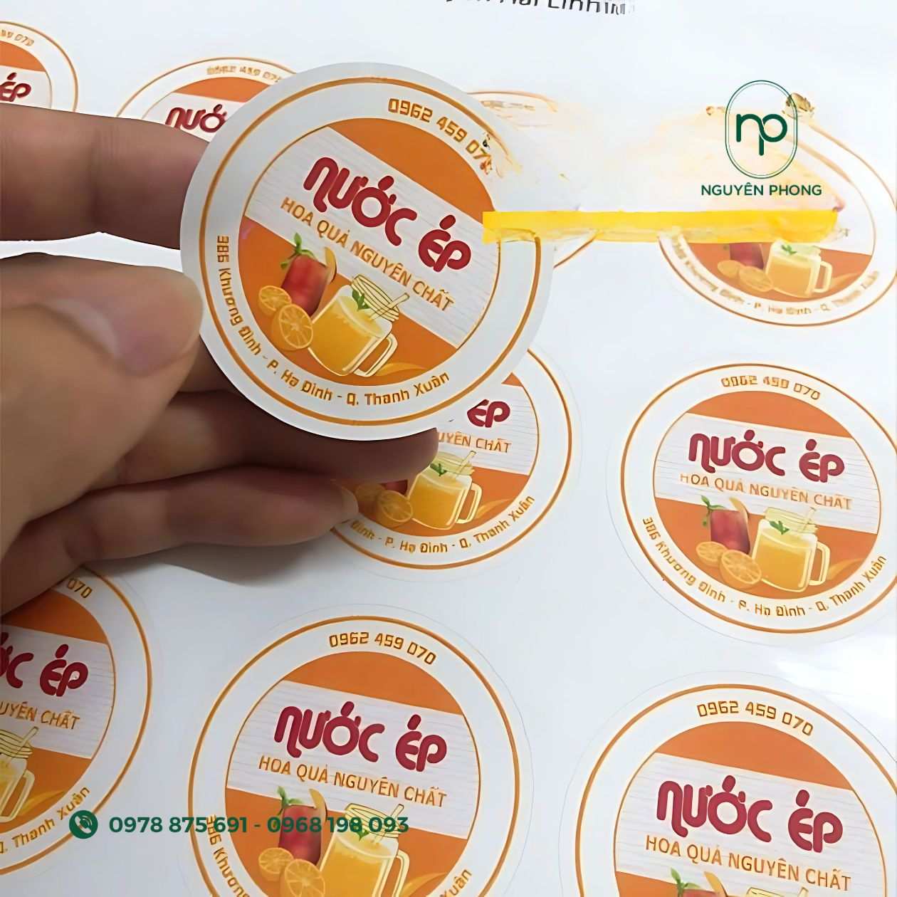 Mẫu tem dán nước ép - sinh tố